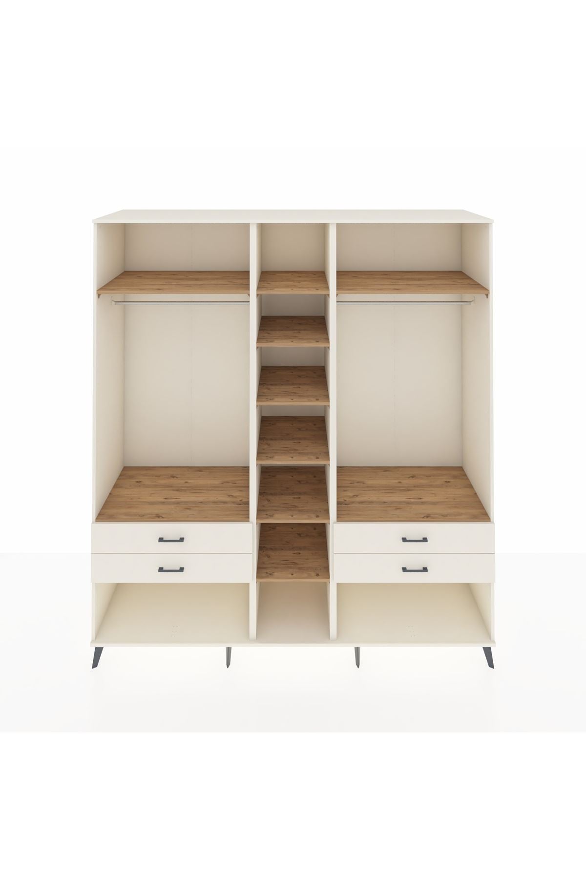 Kronos Dolap 10 Raflı 4 Çekmeceli 2 Askılı 220x59x243 Aytaşı-Çam/Aytaşı