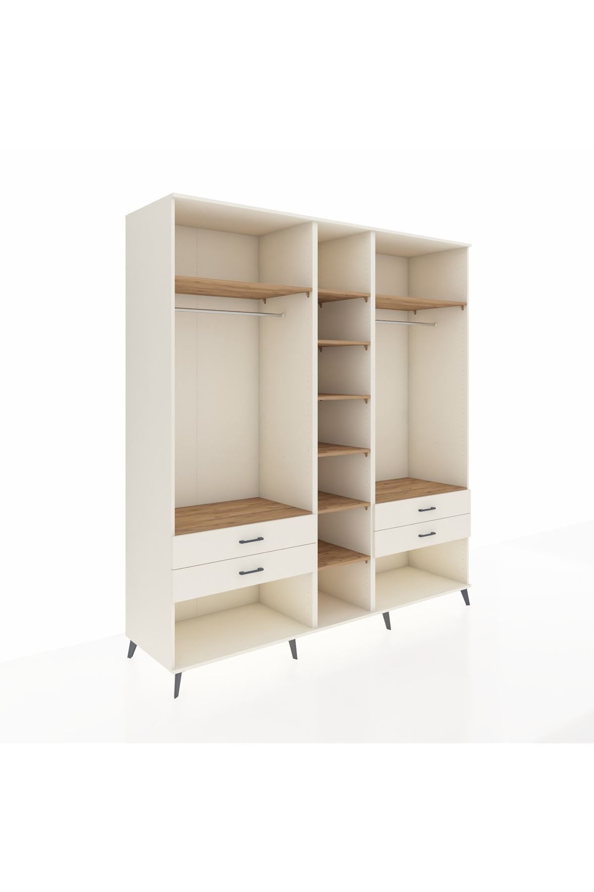 Kronos Dolap 10 Raflı 4 Çekmeceli 2 Askılı 220x59x243 Aytaşı-Çam/Aytaşı