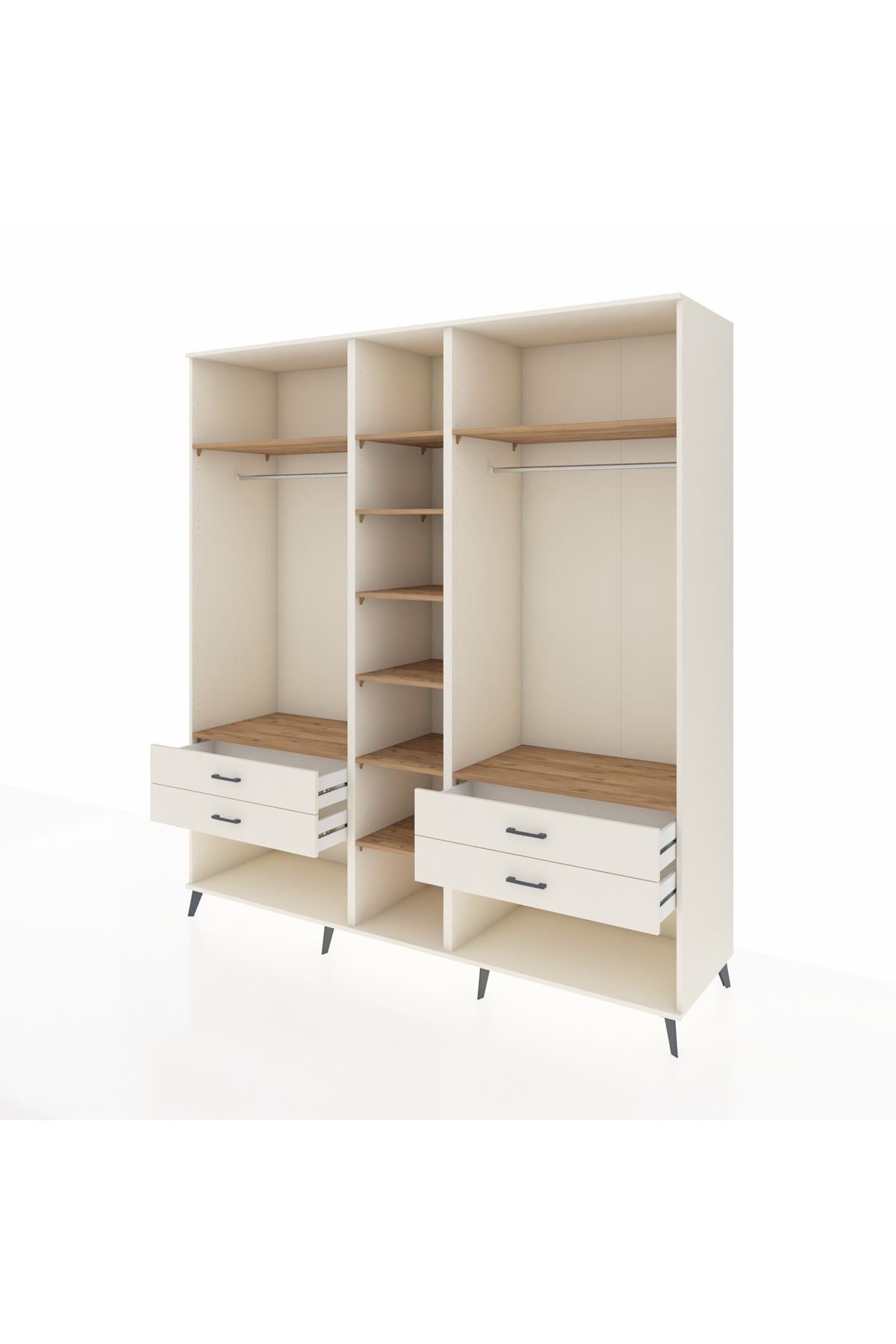 Kronos Dolap 10 Raflı 4 Çekmeceli 2 Askılı 220x59x243 Aytaşı-Çam/Aytaşı