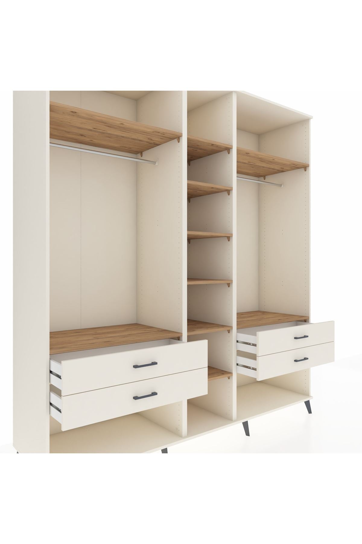 Kronos Dolap 10 Raflı 4 Çekmeceli 2 Askılı 220x59x243 Aytaşı-Çam/Aytaşı