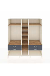 Kronos Dolap 10 Raflı 4 Çekmeceli 2 Askılı 220x59x243 Aytaşı-Çam/Antrasit