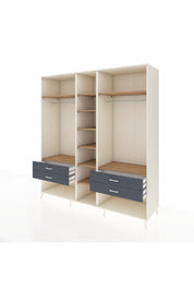 Kronos Dolap 10 Raflı 4 Çekmeceli 2 Askılı 220x59x243 Aytaşı-Çam/Antrasit