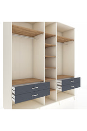 Kronos Dolap 10 Raflı 4 Çekmeceli 2 Askılı 220x59x243 Aytaşı-Çam/Antrasit