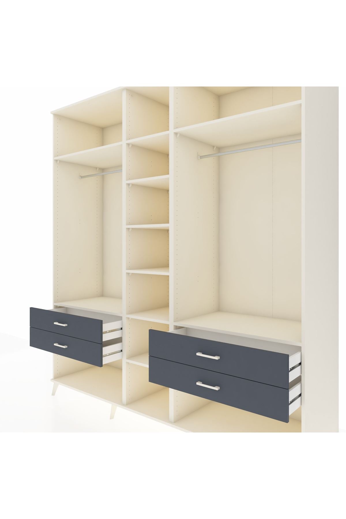 Kronos Dolap 10 Raflı 4 Çekmeceli 2 Askılı 220x59x243 Aytaşı-Aytaşı/Antrasit