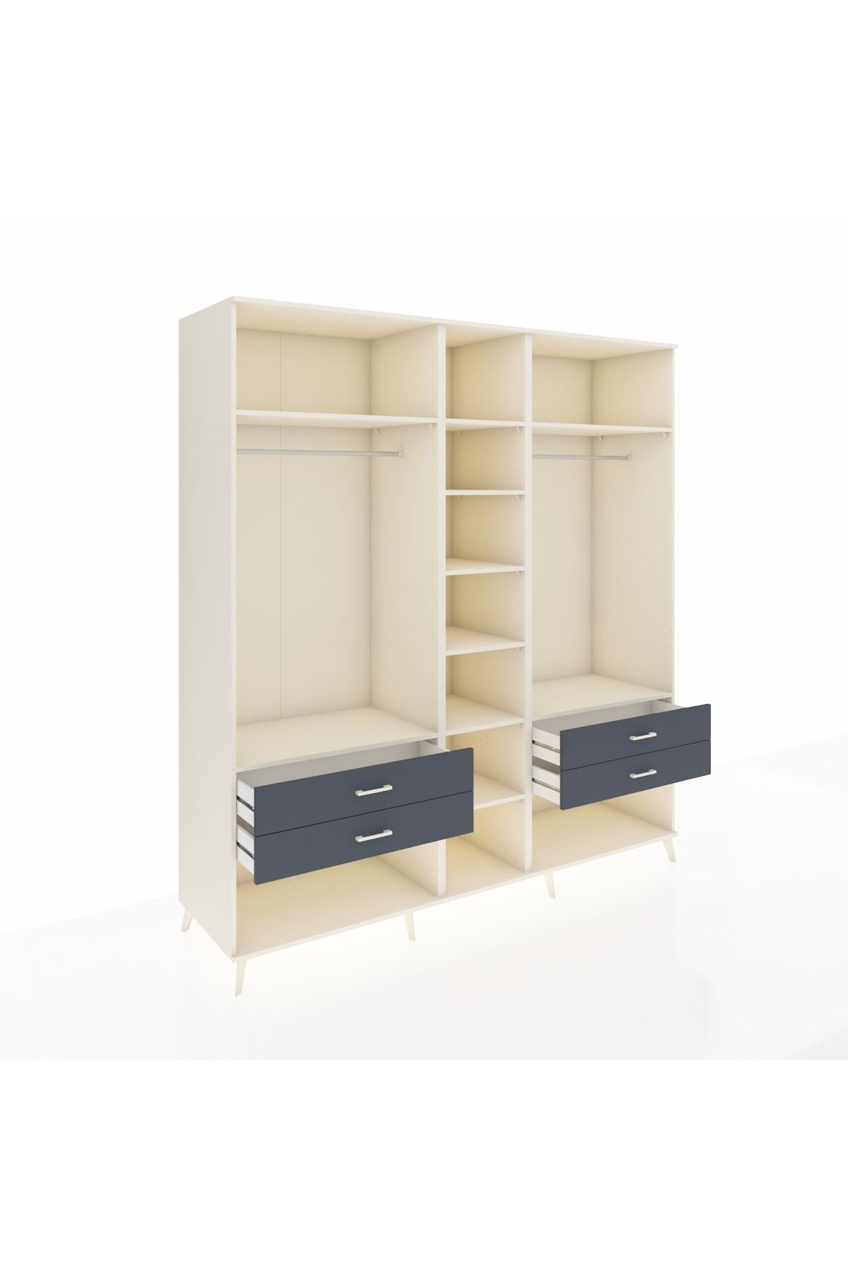 Kronos Dolap 10 Raflı 4 Çekmeceli 2 Askılı 220x59x243 Aytaşı-Aytaşı/Antrasit