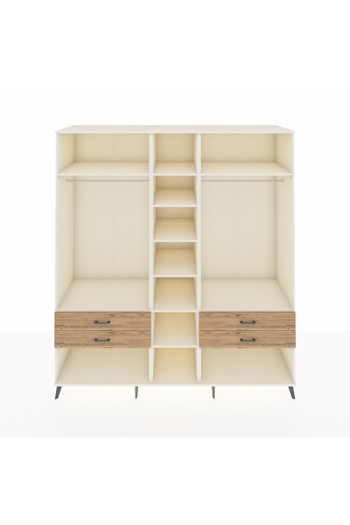 Kronos Dolap 10 Raflı 4 Çekmeceli 2 Askılı 220x59x243 Aytaşı-Aytaşı/Çam