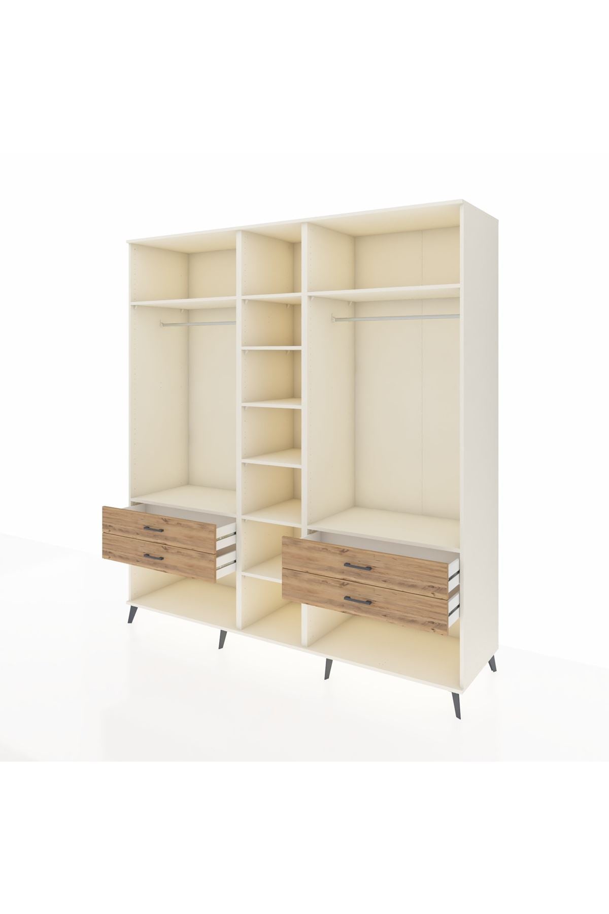 Kronos Dolap 10 Raflı 4 Çekmeceli 2 Askılı 220x59x243 Aytaşı-Aytaşı/Çam