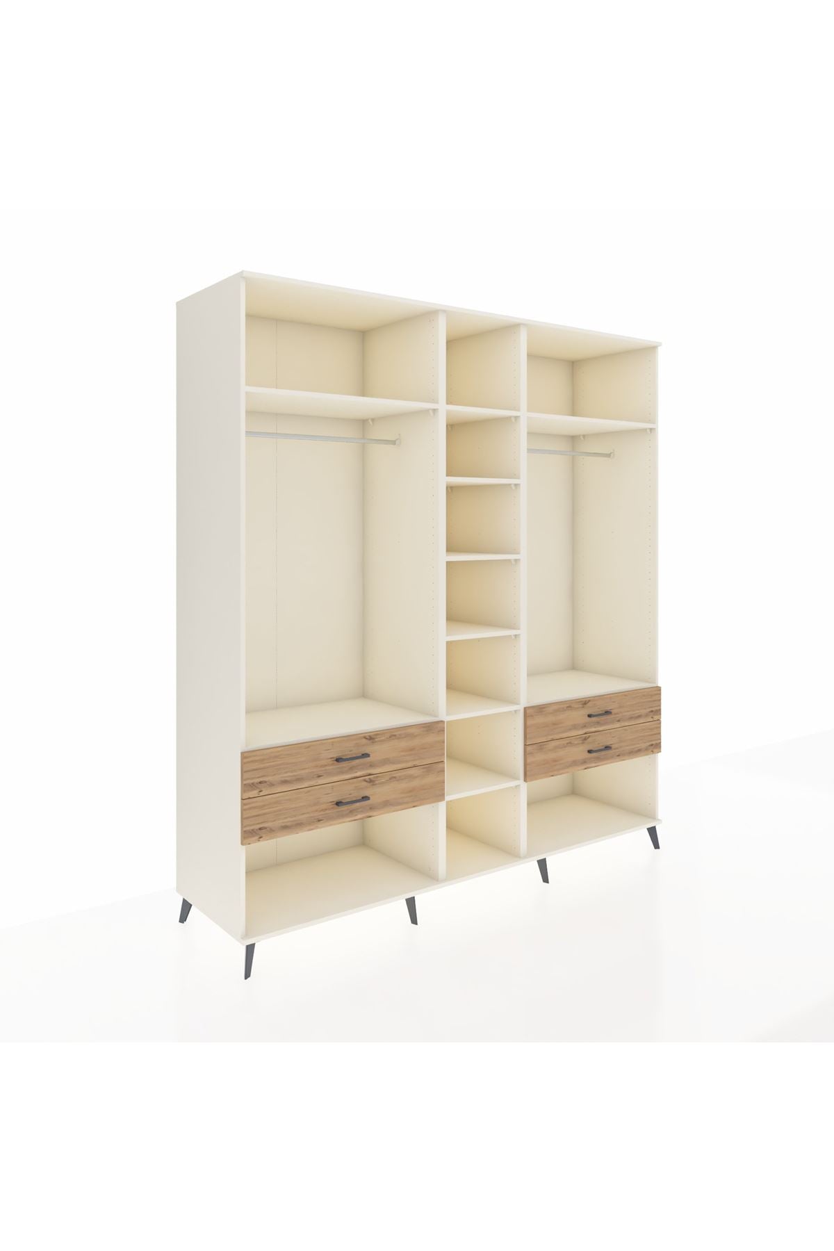 Kronos Dolap 10 Raflı 4 Çekmeceli 2 Askılı 220x59x243 Aytaşı-Aytaşı/Çam