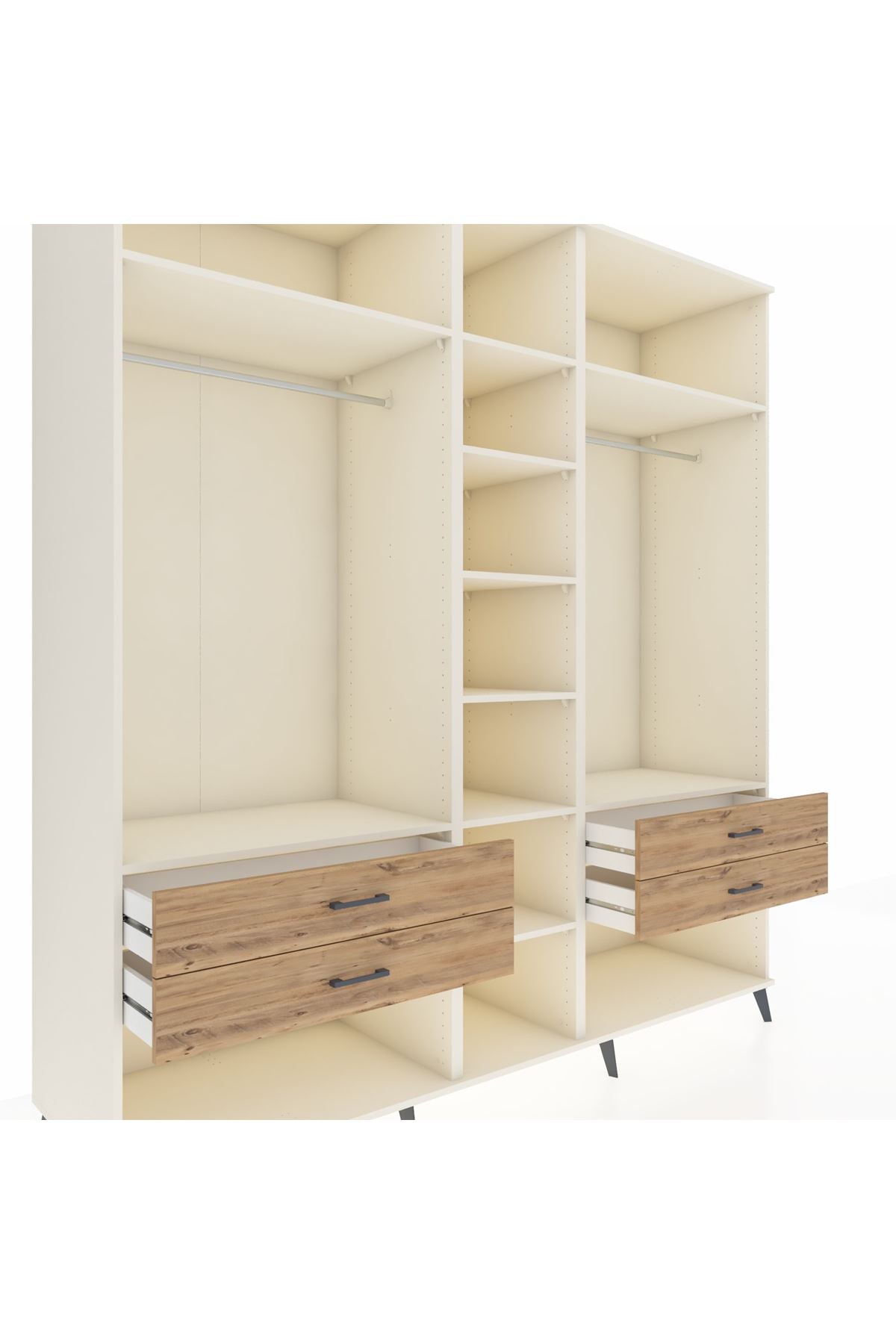 Kronos Dolap 10 Raflı 4 Çekmeceli 2 Askılı 220x59x243 Aytaşı-Aytaşı/Çam