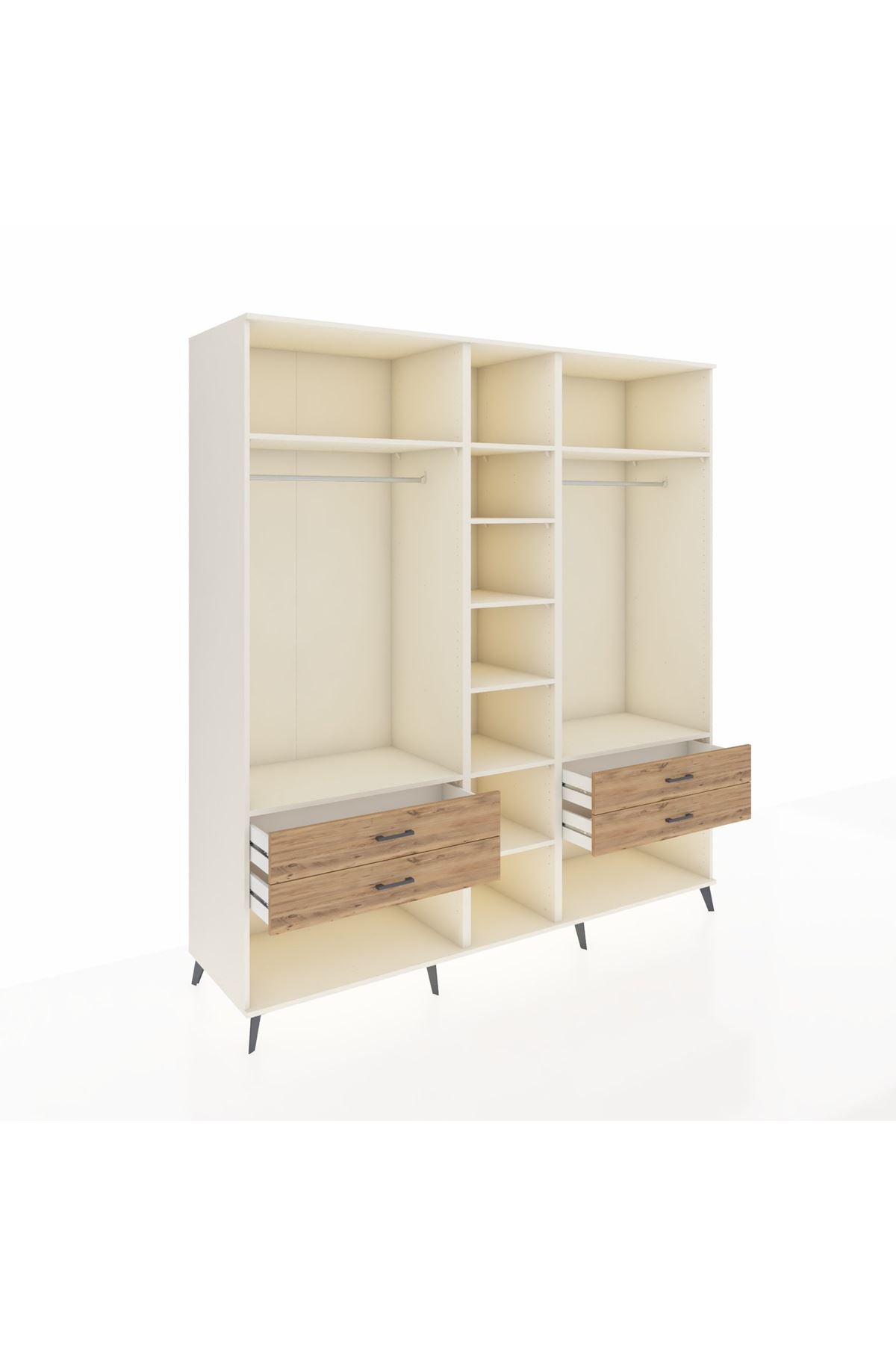 Kronos Dolap 10 Raflı 4 Çekmeceli 2 Askılı 220x59x243 Aytaşı-Aytaşı/Çam