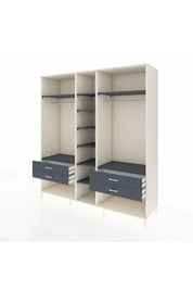 Kronos Dolap 10 Raflı 4 Çekmeceli 2 Askılı 220x59x243 Aytaşı-Antrasit/Antrasit