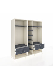 Kronos Dolap 10 Raflı 4 Çekmeceli 2 Askılı 220x59x243 Aytaşı-Antrasit/Antrasit