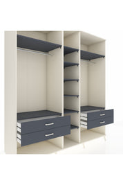 Kronos Dolap 10 Raflı 4 Çekmeceli 2 Askılı 220x59x243 Aytaşı-Antrasit/Antrasit