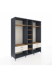 Kronos Dolap 10 Raflı 4 Çekmeceli 2 Askılı 220x59x243 Antrasit-Çam/Aytaşı