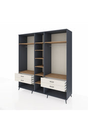 Kronos Dolap 10 Raflı 4 Çekmeceli 2 Askılı 220x59x243 Antrasit-Çam/Aytaşı