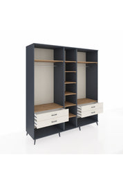 Kronos Dolap 10 Raflı 4 Çekmeceli 2 Askılı 220x59x243 Antrasit-Çam/Aytaşı