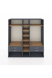 Kronos Dolap 10 Raflı 4 Çekmeceli 2 Askılı 220x59x243 Antrasit-Çam/Antrasit