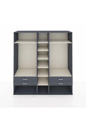 Kronos Dolap 10 Raflı 4 Çekmeceli 2 Askılı 220x59x243 Antrasit-Aytaşı/Antrasit