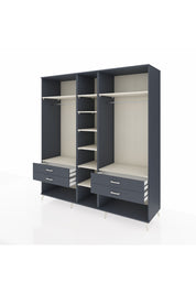 Kronos Dolap 10 Raflı 4 Çekmeceli 2 Askılı 220x59x243 Antrasit-Aytaşı/Antrasit