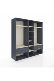 Kronos Dolap 10 Raflı 4 Çekmeceli 2 Askılı 220x59x243 Antrasit-Aytaşı/Antrasit