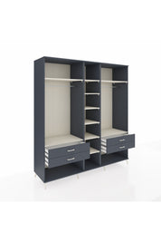 Kronos Dolap 10 Raflı 4 Çekmeceli 2 Askılı 220x59x243 Antrasit-Aytaşı/Antrasit