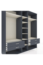 Kronos Dolap 10 Raflı 4 Çekmeceli 2 Askılı 220x59x243 Antrasit-Aytaşı/Antrasit