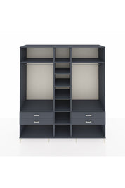 Kronos Dolap 10 Raflı 4 Çekmeceli 2 Askılı 220x59x243 Antrasit-Antrasit/Antrasit