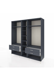 Kronos Dolap 10 Raflı 4 Çekmeceli 2 Askılı 220x59x243 Antrasit-Antrasit/Antrasit