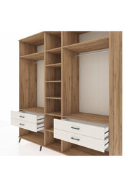 Kronos Dolap 10 Raflı 4 Çekmeceli 2 Askılı 220x59x243 Çam-Çam/Aytaşı