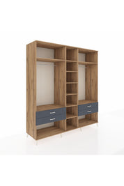 Kronos Dolap 10 Raflı 4 Çekmeceli 2 Askılı 220x59x243 Çam-Çam/Antrasit