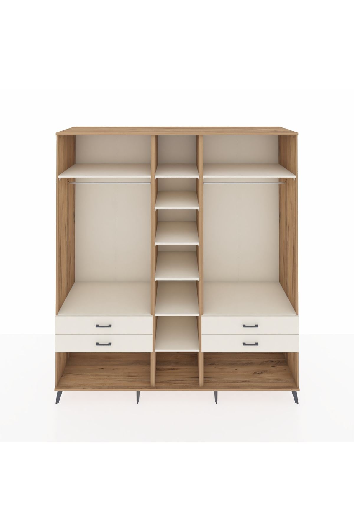 Kronos Dolap 10 Raflı 4 Çekmeceli 2 Askılı 220x59x243 Çam-Aytaşı/Aytaşı