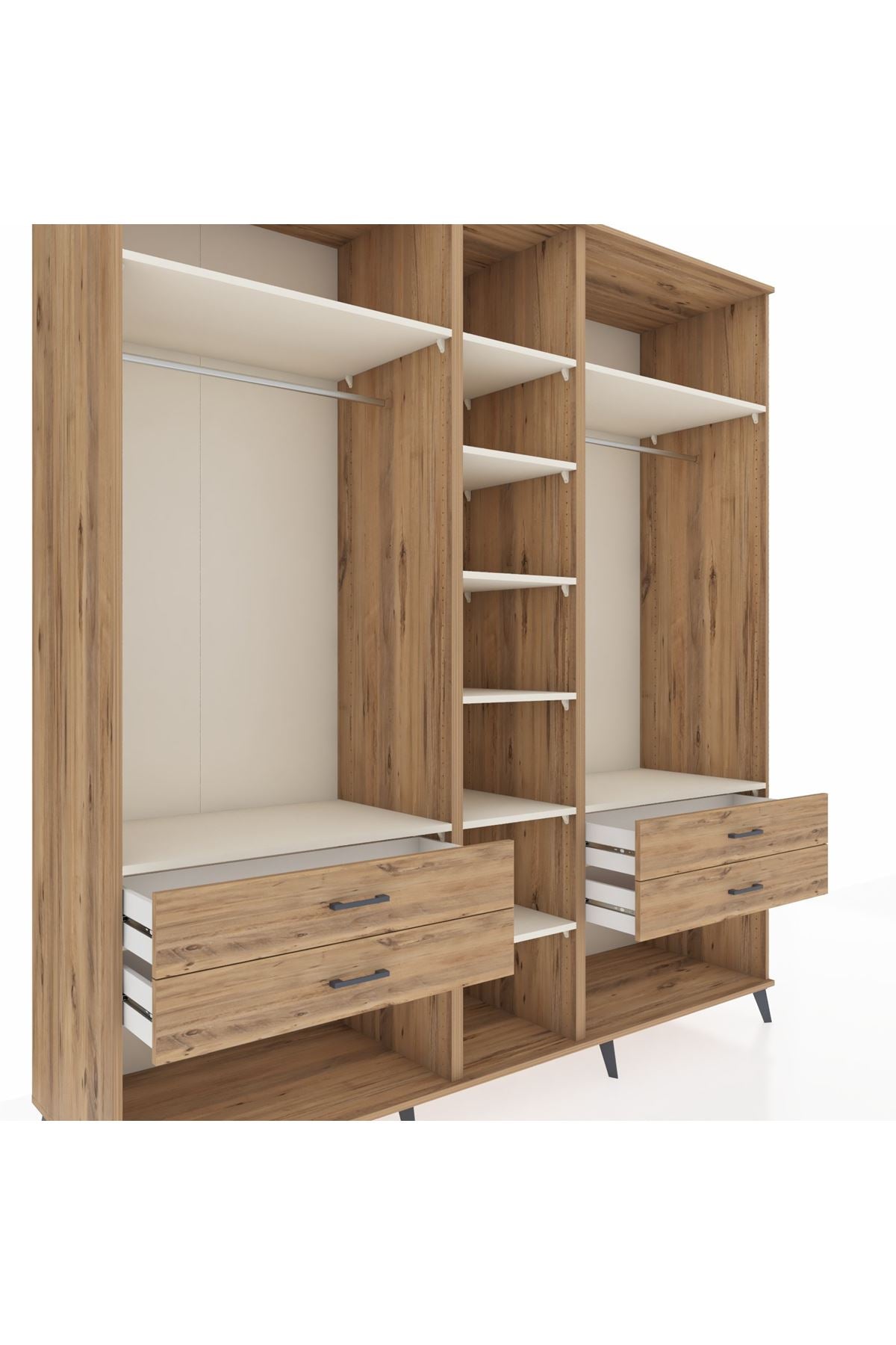 Kronos Dolap 10 Raflı 4 Çekmeceli 2 Askılı 220x59x243 Çam-Aytaşı/Çam