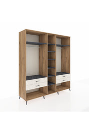 Kronos Dolap 10 Raflı 4 Çekmeceli 2 Askılı 220x59x243 Çam-Antrasit/Aytaşı