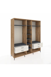 Kronos Dolap 10 Raflı 4 Çekmeceli 2 Askılı 220x59x243 Çam-Antrasit/Aytaşı