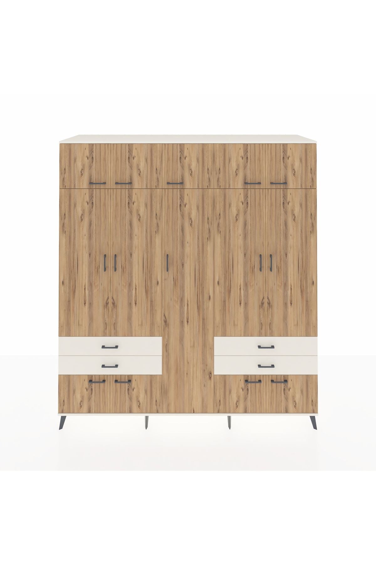 Kronos Dolap 12 Raflı 4 Çekmeceli 2 Askılı 220x59x243 Aytaşı-Çam/Aytaşı