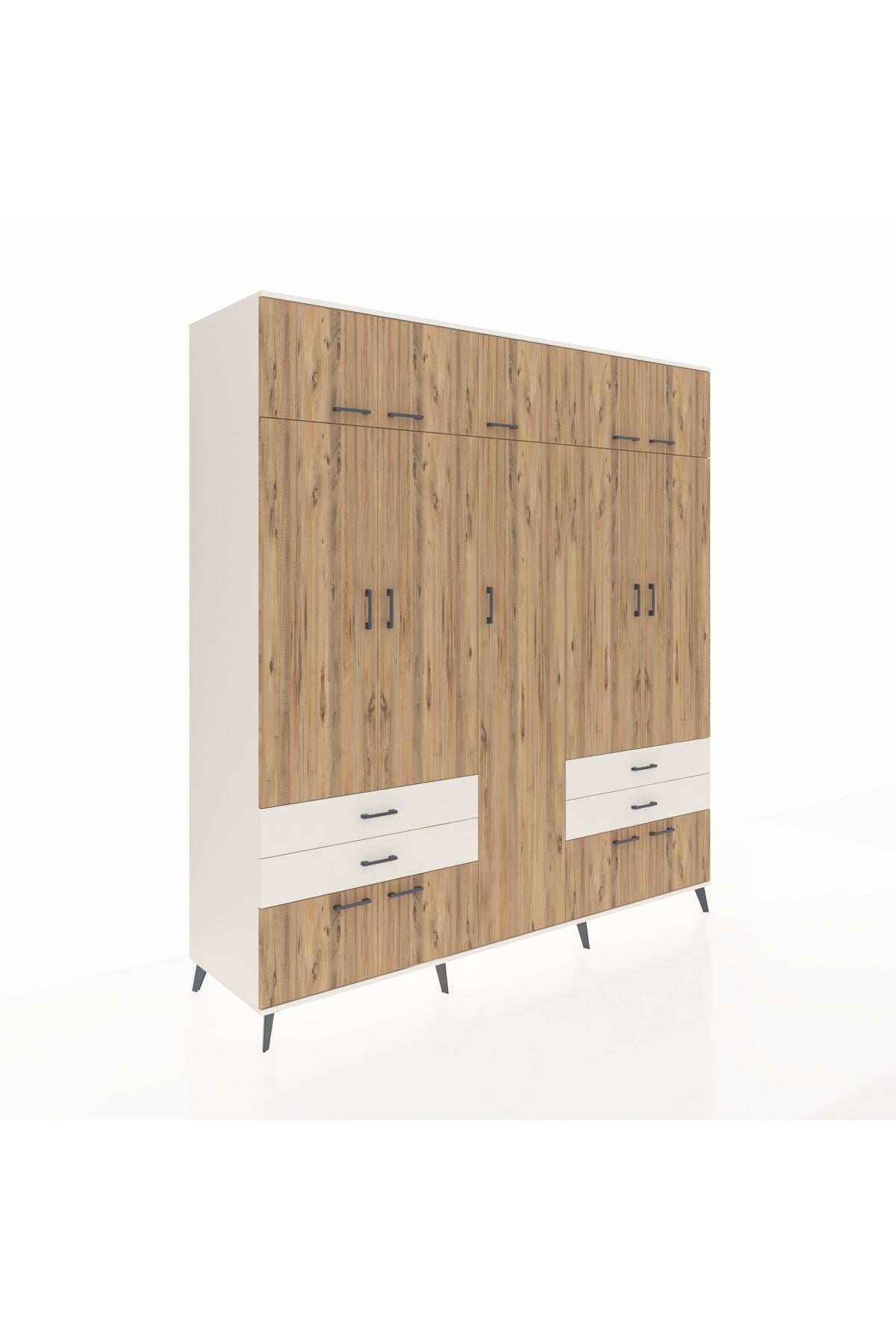 Kronos Dolap 12 Raflı 4 Çekmeceli 2 Askılı 220x59x243 Aytaşı-Çam/Aytaşı