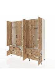 Kronos Dolap 12 Raflı 4 Çekmeceli 2 Askılı 220x59x243 Aytaşı-Çam/Çam