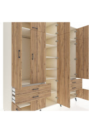 Kronos Dolap 12 Raflı 4 Çekmeceli 2 Askılı 220x59x243 Aytaşı-Çam/Çam