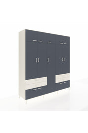 Kronos Dolap 12 Raflı 4 Çekmeceli 2 Askılı 220x59x243 Aytaşı-Antrasit/Aytaşı