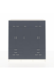 Kronos Dolap 12 Raflı 4 Çekmeceli 2 Askılı 220x59x243 Aytaşı-Antrasit/Antrasit