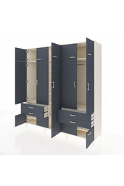 Kronos Dolap 12 Raflı 4 Çekmeceli 2 Askılı 220x59x243 Aytaşı-Antrasit/Antrasit