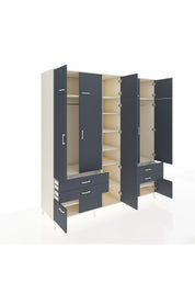 Kronos Dolap 12 Raflı 4 Çekmeceli 2 Askılı 220x59x243 Aytaşı-Antrasit/Antrasit