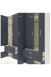 Kronos Dolap 12 Raflı 4 Çekmeceli 2 Askılı 220x59x243 Aytaşı-Antrasit/Antrasit