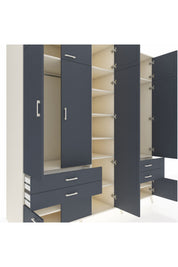 Kronos Dolap 12 Raflı 4 Çekmeceli 2 Askılı 220x59x243 Aytaşı-Antrasit/Antrasit