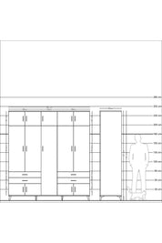 Kronos Dolap 12 Raflı 4 Çekmeceli 2 Askılı 220x59x243 - S784M011V10C
