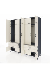 Kronos Dolap 12 Raflı 4 Çekmeceli 2 Askılı 220x59x243 Antrasit-Aytaşı/Aytaşı