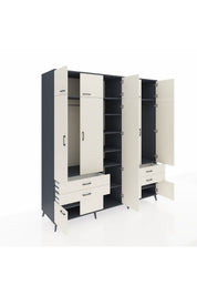 Kronos Dolap 12 Raflı 4 Çekmeceli 2 Askılı 220x59x243 Antrasit-Aytaşı/Aytaşı