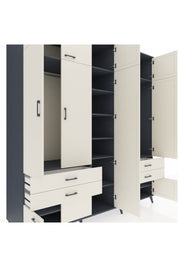 Kronos Dolap 12 Raflı 4 Çekmeceli 2 Askılı 220x59x243 Antrasit-Aytaşı/Aytaşı