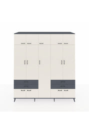 Kronos Dolap 12 Raflı 4 Çekmeceli 2 Askılı 220x59x243 Antrasit-Aytaşı/Antrasit