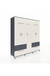 Kronos Dolap 12 Raflı 4 Çekmeceli 2 Askılı 220x59x243 Antrasit-Aytaşı/Antrasit